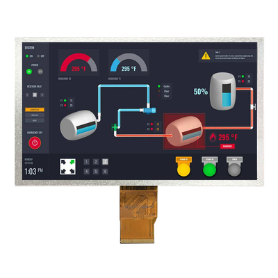 7 Inch TFT LCD Display Wide Temperature Operation RGB 1024x600 50pins HMI Screen