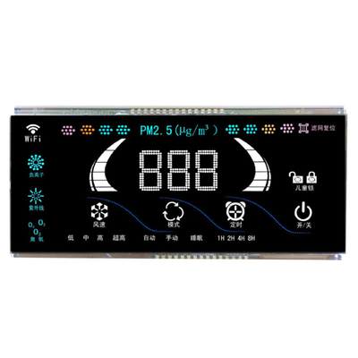 Customized 7-Segment LCD Display Ozone anion disinfection machine, fresh air controller, VA black background LCD