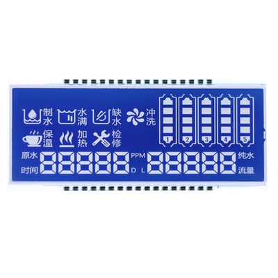 Custom STN LCD Panel, STN Blue Mode/Background White Characters/Fonts Display, Metal Pin Connection
