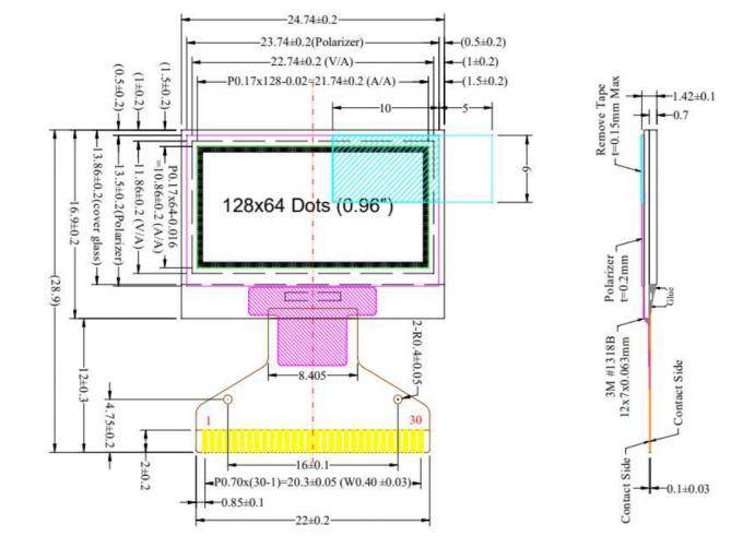 Dual Color Yellow+Blue 0.96 Inch Thin OLED Display SPI Interface