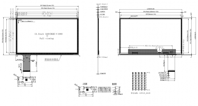 13.3-Inch TFT LCD Display Module With PCAP - 1920x1080 Pixels, 1000 ...